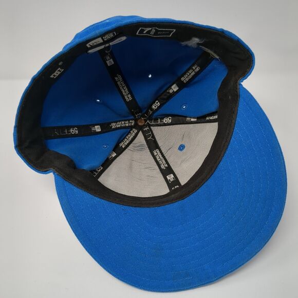 DC Fitted Hat Blue 7 5/8 Solid Embroidered 6 Panel New Era 59Fifty - Picture 7 of 10